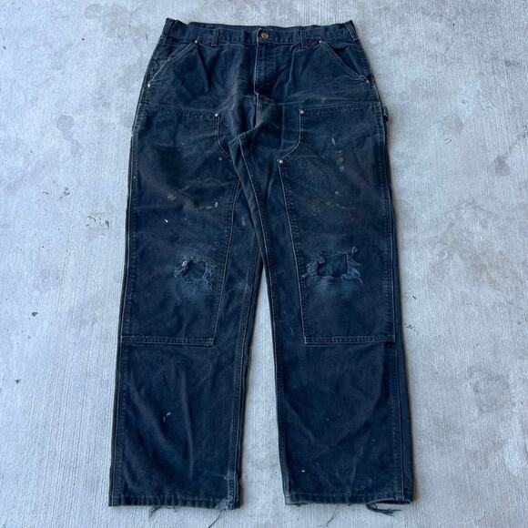 カーペンター Vintage Y2K Carhartt black double knee work wear carpenter pants